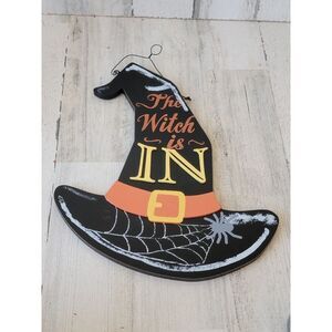 Halloween the witches in hat sign spider web home decor